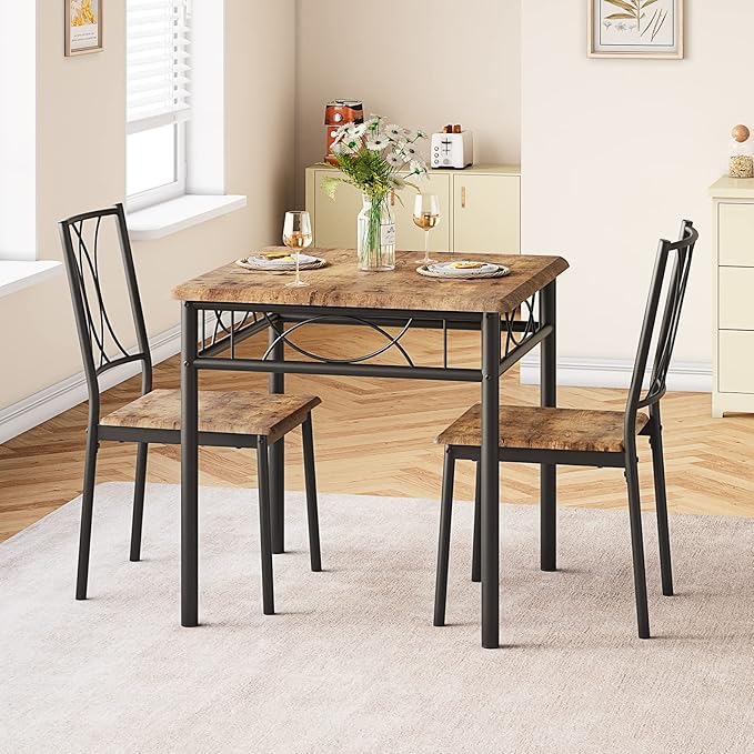 CABIHOME Dining Table Set for 2, 3 Piece Kitchen Table Set for 2, Square - Image 2