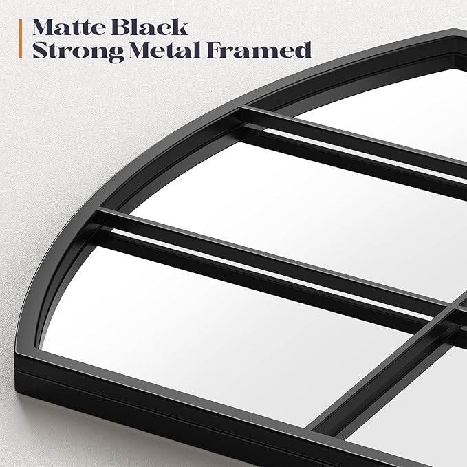 Window Pane Black Mirror, Large Grid Mirror - Image 3