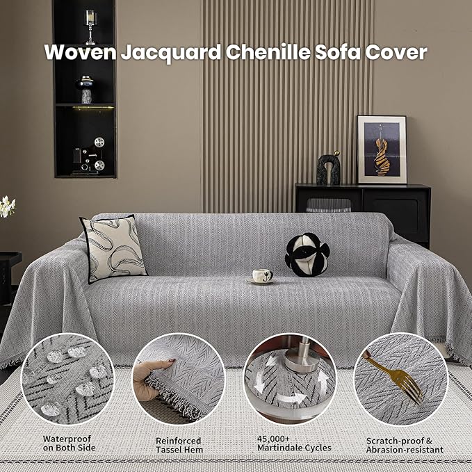 Nobildonna Sofa Cover Washable Soft Thicken Chenille Couch Cover - Image 4