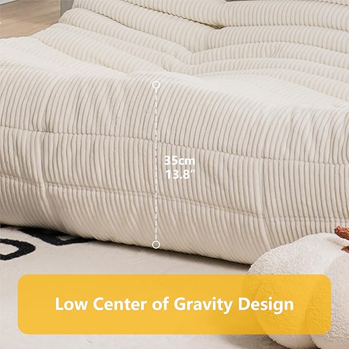 N&V Fireside Loveseat, Mid Century Armless Twin Size Floor Sofa, Soft Premium - Image 9