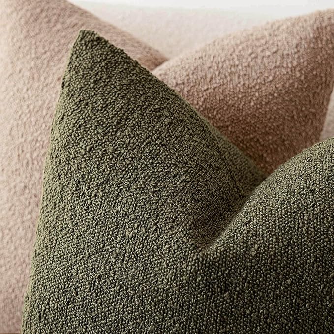 Foindtower Pack of 2, Decorative Textured Boucle Throw Pillow Covers Neutral - Image 4