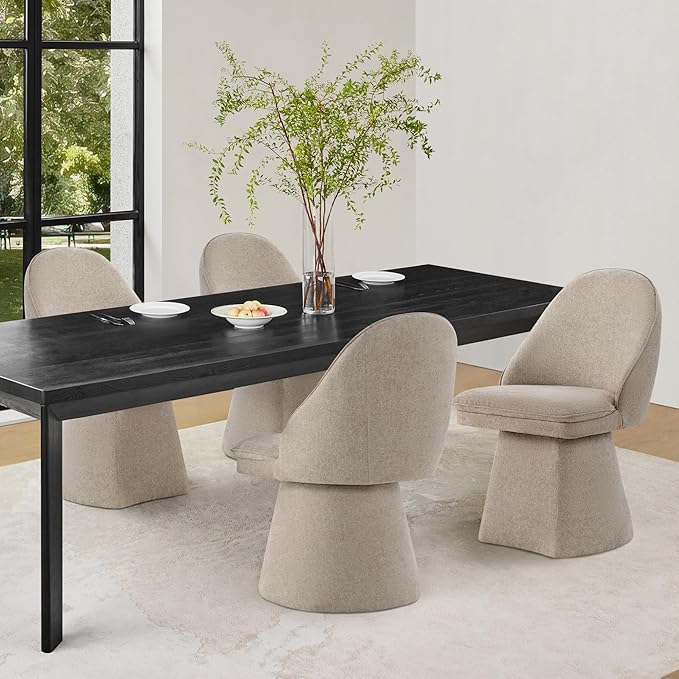 Swivel Dining Chairs Modern Desk Chair Upholstered Linen Fabric Side Chair - Image 7