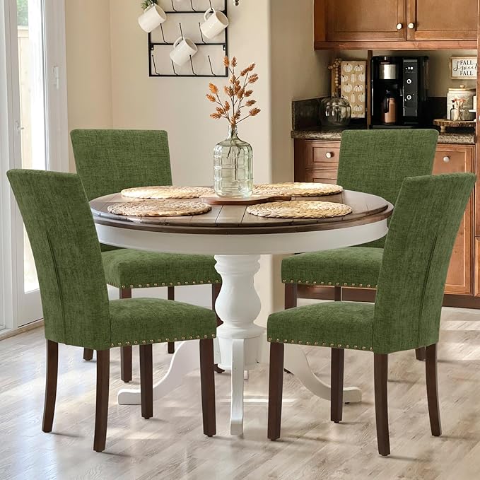 COLAMY Upholstered Parsons Dining Chairs Set of 2, Fabric Dining Room Kitchen - Image 2