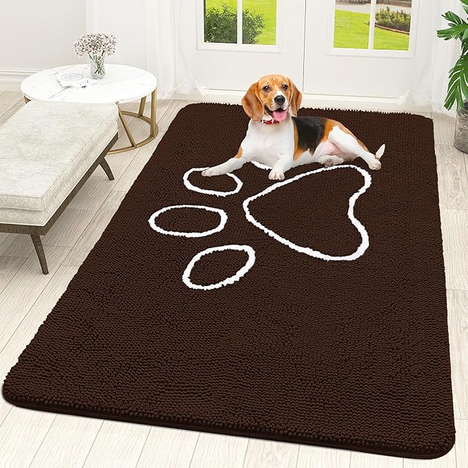 OLANLY Door Mat for Muddy Dog Paws 70x46, Ultra Absorbent Chenille Mud Doormat by OLANLY