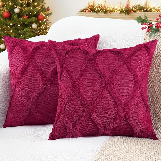 decorUhome Throw Pillow Covers 26x26 Inch Set of 2, Soft Plush Faux Fur Wool by decorUhome