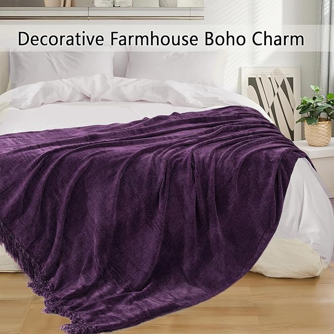 Chenille Throw Blanket for Couch 60"X 80" Twin, Soft Cozy Throws - Image 5
