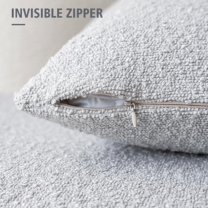 Foindtower Pack of 2 Textured Boucle Throw Pillow Covers Accent Solid - Image 3