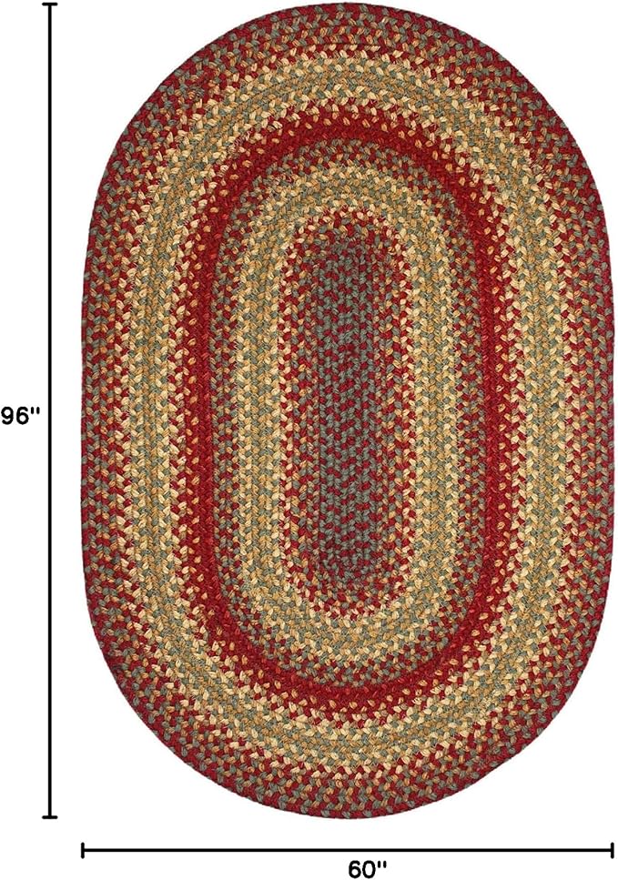 Cider Barn Cranberry Red Braided Oval Area Rugs, 5x8' - Image 2