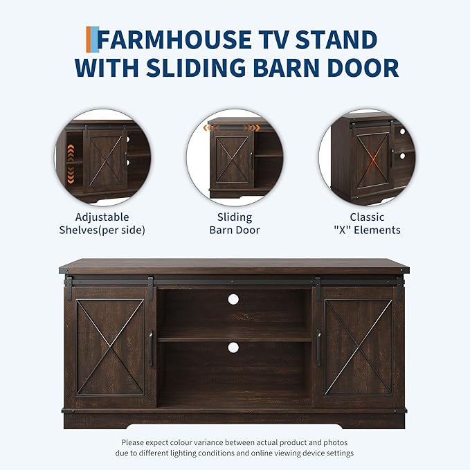 GarveeHome Farmhouse TV Stand for TV up to 65 Inches and Entertainment Center - Image 9