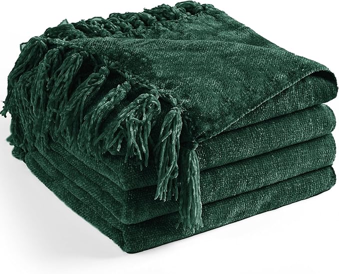 Chenille Throw Blanket for Couch 50"X 60", Soft Cozy Throws by LONGCREATE