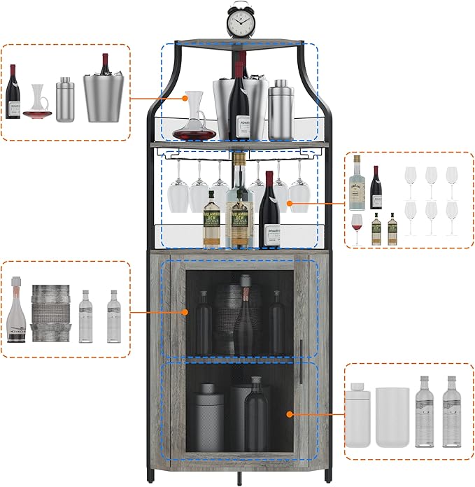 GAOMON Corner Wine Cabinet - Image 4