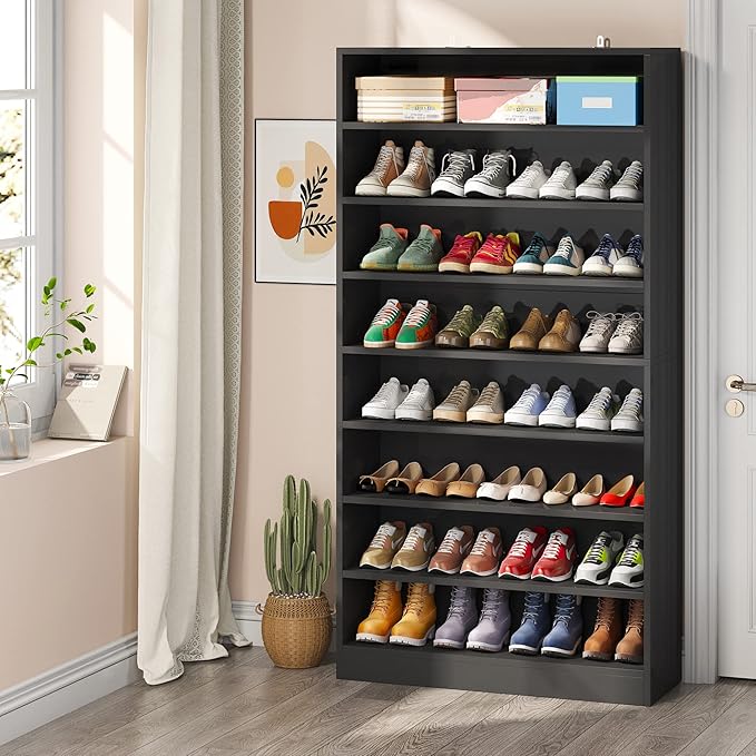Tribesigns Shoe Cabinet, 9 Tiers 40-45 Pairs Heavy Duty Wood Freestanding Shoe by Tribesigns