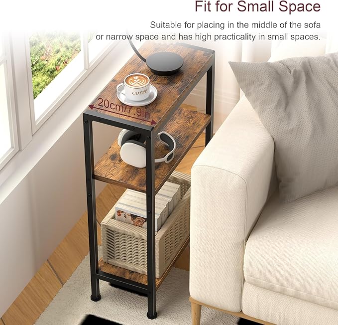 Narrow Side Table for Small Space, 3-Tier Small End Table - Image 4