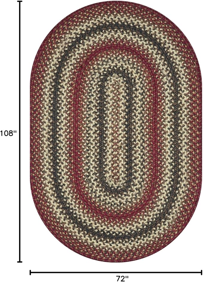 Homespice Chester Rustic Braided Rug 6x9' Oval in Red - Image 2