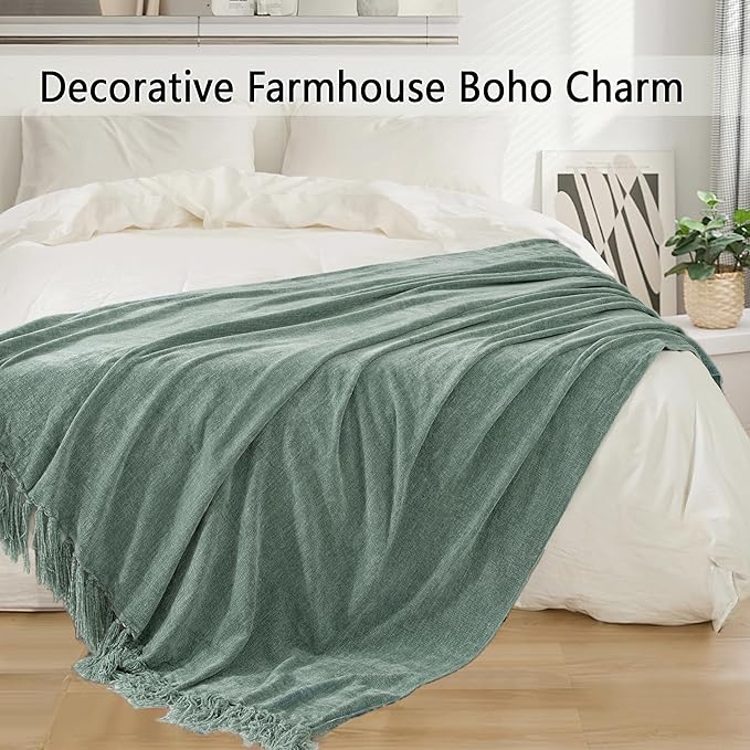 Chenille Throw Blanket for Couch 50"X 60", Soft Cozy Throws - Image 5