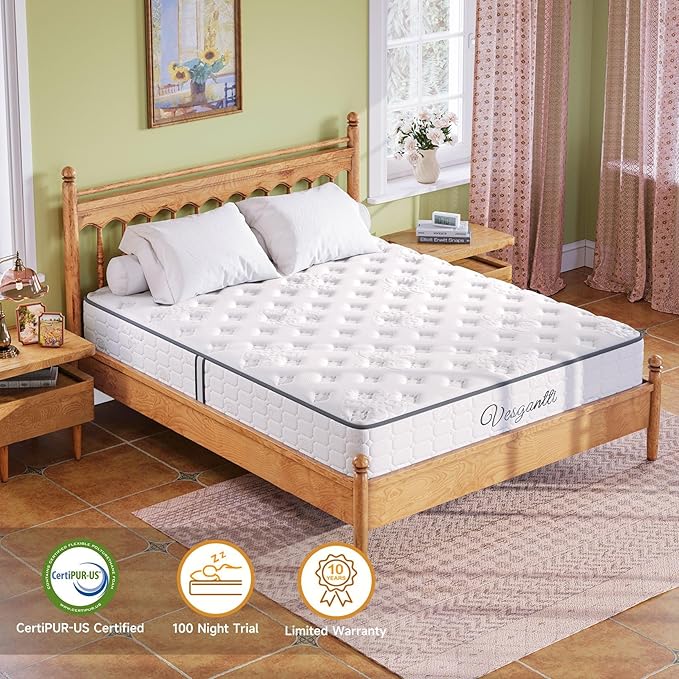 Vesgantti Full Size Mattress, 10 Inch Innerspring Hybrid Double Bed Mattress in - Image 5