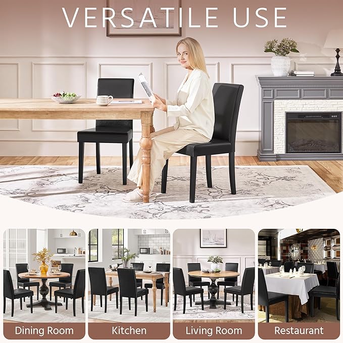 Yaheetech Dining Chairs Set of 4 PU Leather Upholstered Parsons Dining Chairs - Image 9
