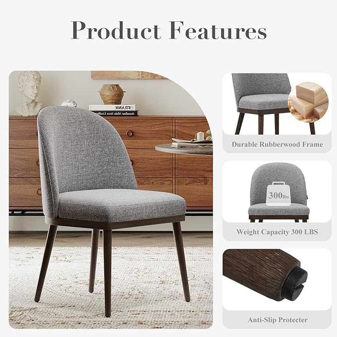COLAMY Upholstered Dining Chairs Set of 6, Large Dining Room Kitchen Chairs - Image 5