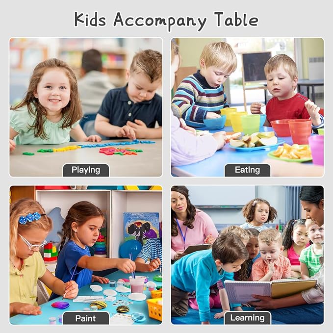 Kids Table and 6 Chairs Set，Height Adjustable Children Table & Chair，Toddlers - Image 5