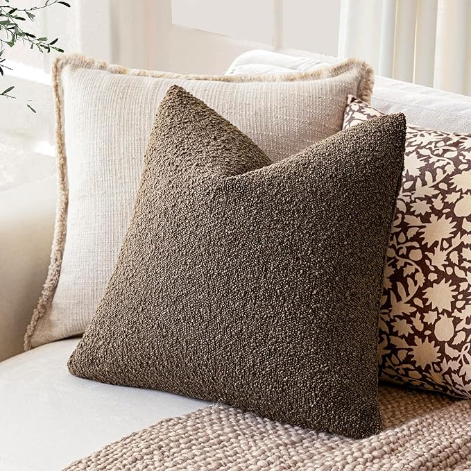 Foindtower Pack of 2 Textured Boucle Throw Pillow Covers Accent Solid - Image 6