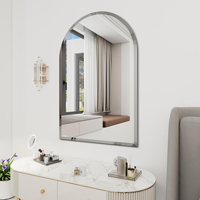 Arched Bathroom Mirror, 24X32 inch Arched Frameless Mirror, Arch Wall - Image 3