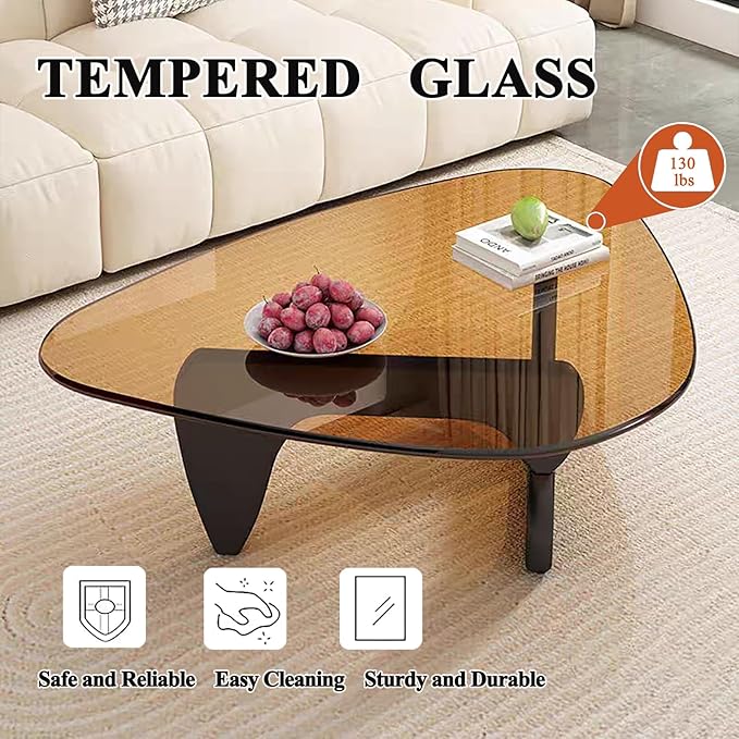 Modern Glass Coffee Table for Living Room, Small mid Century Modern Coffee Table - Image 3