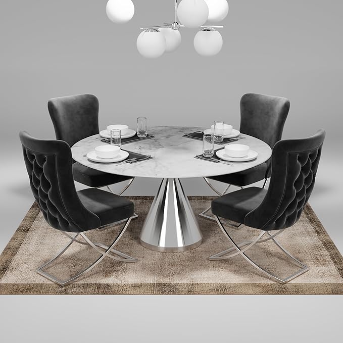 Ottomanson Royal Dining Chairs Set of 4 – Upholstered Tufted Microfiber - Image 2