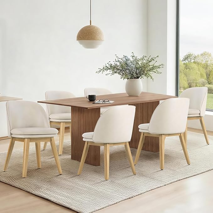 Wooden Dining Chairs Set of 4, Faux Leather Upholstered Modern Dining Room - Image 6