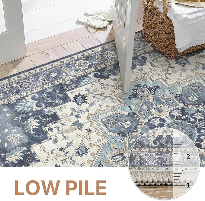 GENIMO 9x12 Area Rugs for Living Room, Machine Washable Non Slip Vintage Rugs - Image 5