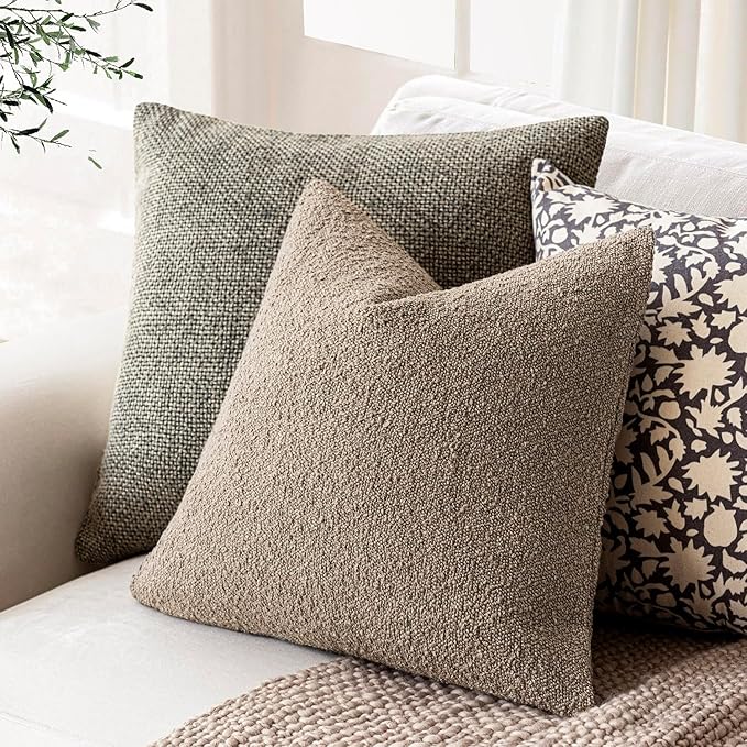 Foindtower Pack of 2 Textured Boucle Throw Pillow Covers Neutral Accent Solid - Image 5