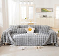 VM VOUGEMARKET Grey Couch Cover 1-Piece Universal Thick Faux Rabbit Fur Sofa by VMVOUGEMARKET