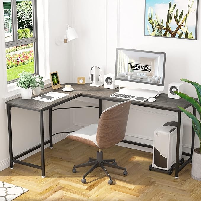 Teraves Reversible L Shaped Desk, 57.9" Gaming Computer Desk, Modern Corner - Image 2