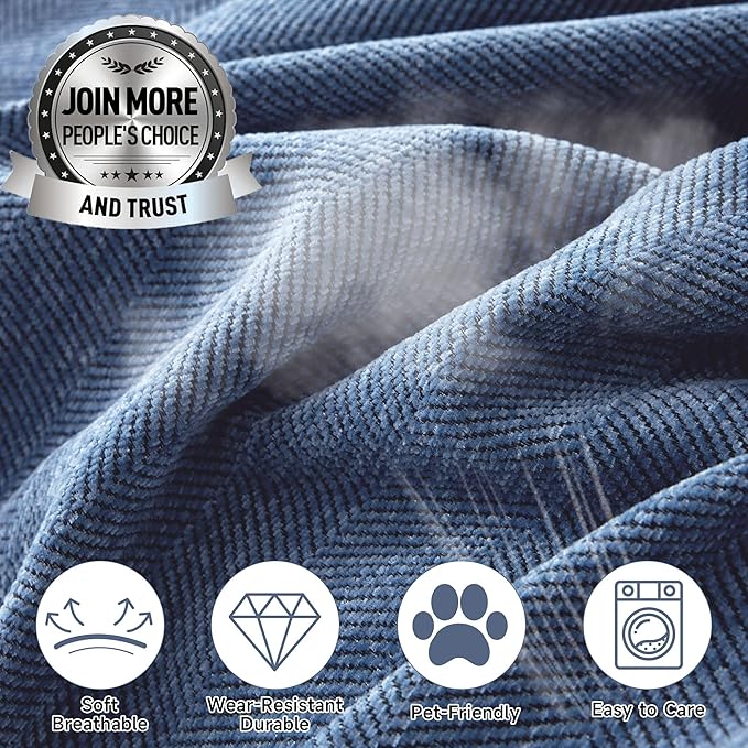 STACYPIK Thick Blue Sofa Covers Couch Covers - Image 4