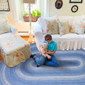 Homespice Denim Jute Blue 6x9' Oval Braided Rugs by Homespice