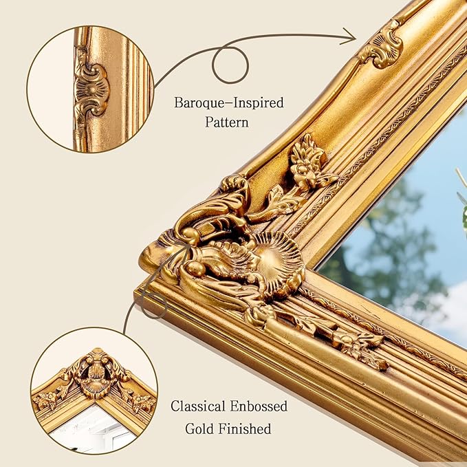 Large Decorative Mirrors for Living Room, 49.6''x25.9''Gold Vintage Dining Room - Image 3