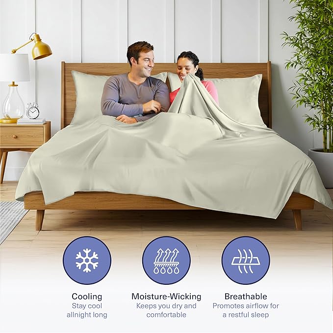 Kickoff Viscose Bamboo Sheets King Size 4-pc 100% Organic Bamboo Viscose Bed - Image 3