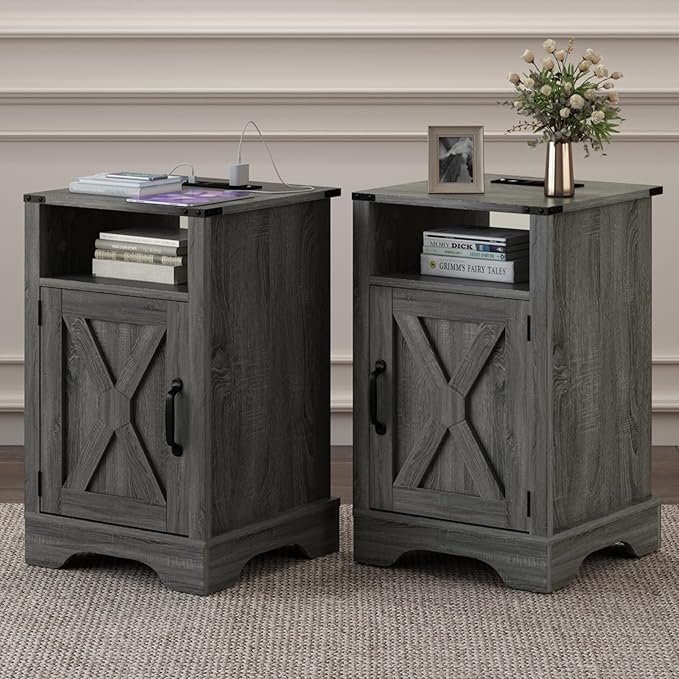 RoyalCraft Nightstand Set of 2, Tall Farmhouse Bedside Table - Image 7