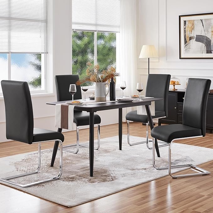 Yaheetech Dining Chairs Set of 6 Modern Faux Leather Upholstered Dining Room - Image 8