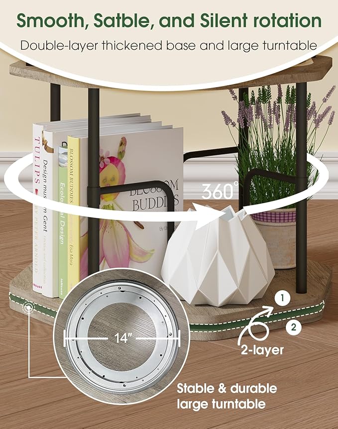 4 Tier Rotating Bookshelf, 360 Display Round Spinning Bookshelf Tower - Image 7