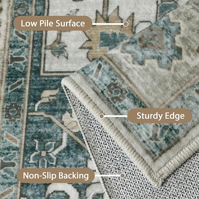 GENIMO 8x10 Area Rugs for Living Room, Machine Washable Non Slip Vintage Rugs - Image 4