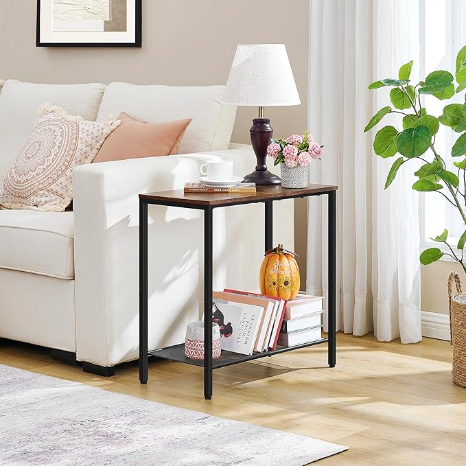 Hoctieon 2 Tier End Table, Sofa Side Table, Narrow Side Table - Image 5