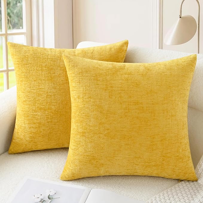 CaliTime Throw Pillow Covers Decorative 24 X 24 Inches Pack of 2 Cozy Chenille by CaliTime
