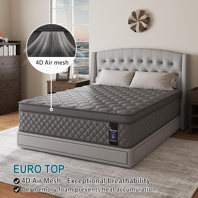 Full Mattress, 12 Inch Hybrid Mattresses Grey, Mattress Medium Firm - Image 9
