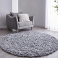FJZFING Grey Round Rug Ultra-Soft Plush Modern 7x7 Circle Area Rug by FJZFING