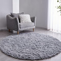 FJZFING Grey Round Rug Ultra-Soft Plush Modern 4x4 Circle Area Rug by FJZFING