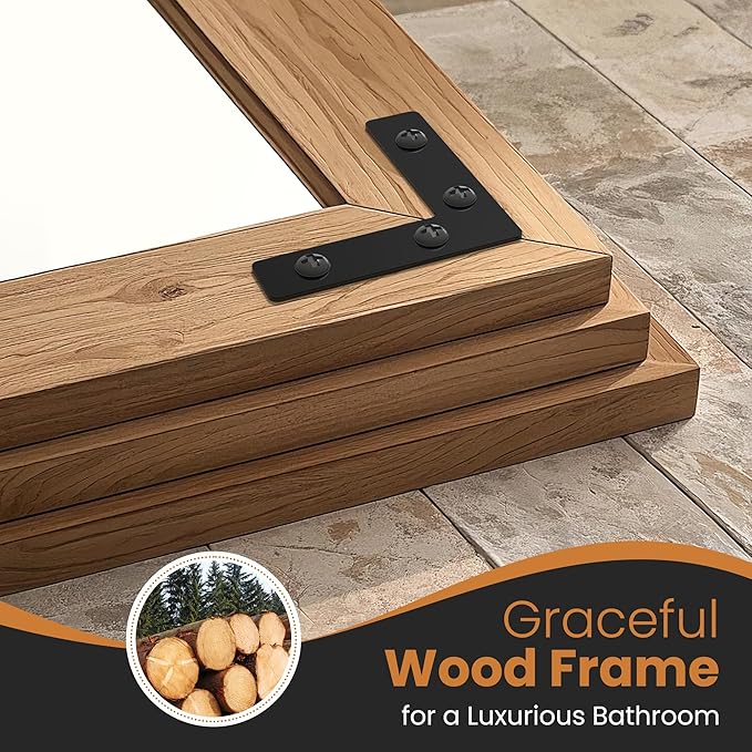 Full Length Mirror with Wooden Frame, Bedroom Decor, Hanging or Leaning - Image 8