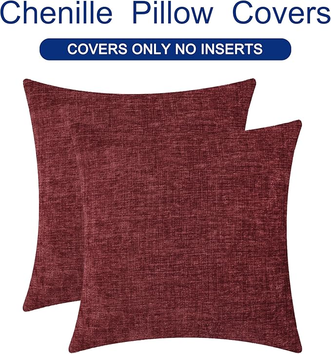 CaliTime Throw Pillow Covers Decorative 18 X 18 Inches Pack of 2 Cozy Chenille - Image 6