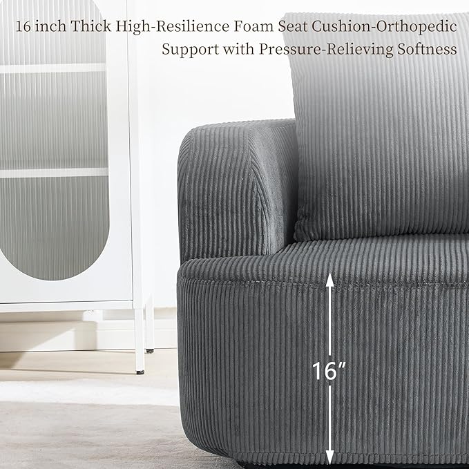 Furnimart 360° Swivel Barrel Accent Chair Set of 2, Round Upholstered Comfy - Image 6