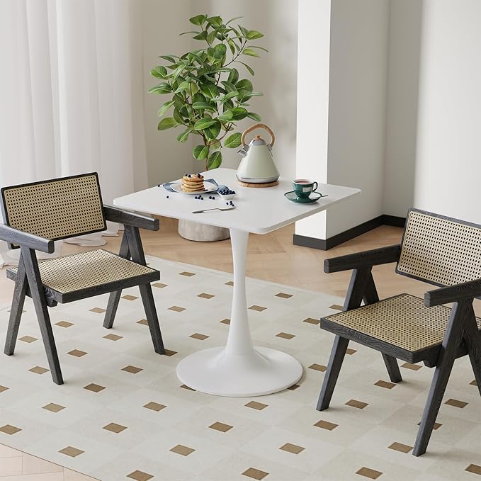 White Square Tulip Table for 2 Person, 24 Inch Small Dining Table - Image 5