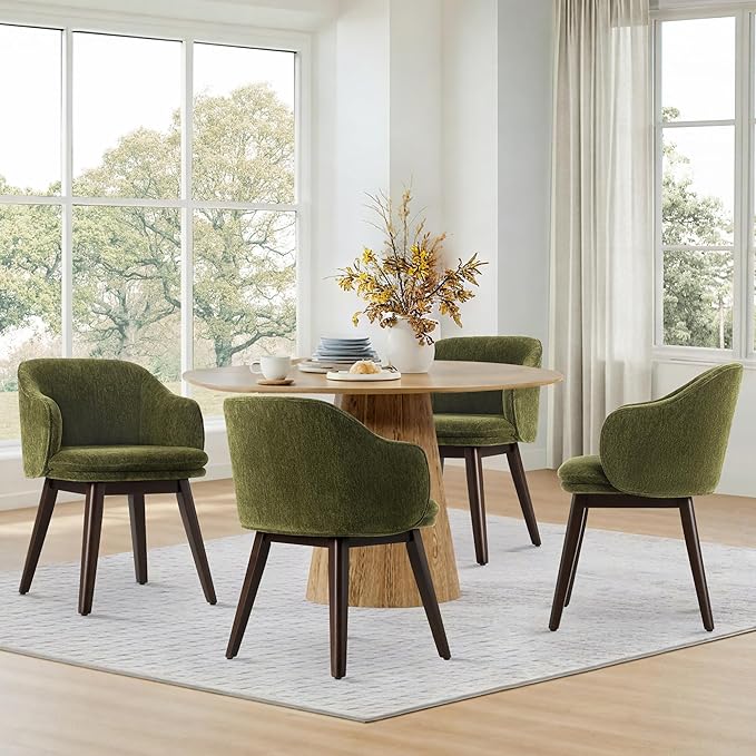 Wooden Dining Chairs Set of 2, Fabric Upholstered Modern Dining Room Chairs - Image 6